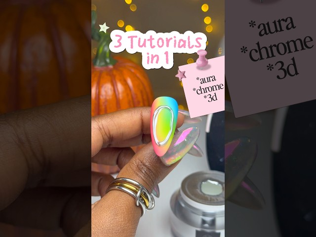 DIY beginner nail art 🍭🍧✨ #nails #nailart #simplenails #auranails #chromenails