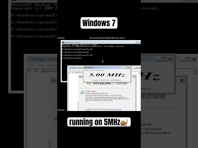 Windows 7 at 5MHz! 🐌 World's Slowest PC? #shorts #windows #microsoft