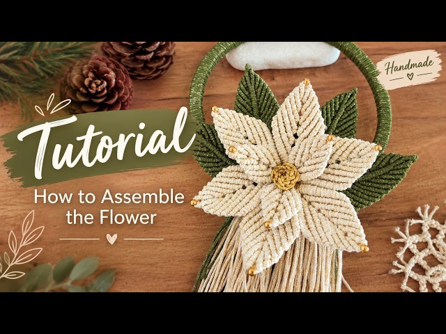 Macramé Poinsettia Flower Tutorial | DIY Christmas Decoration