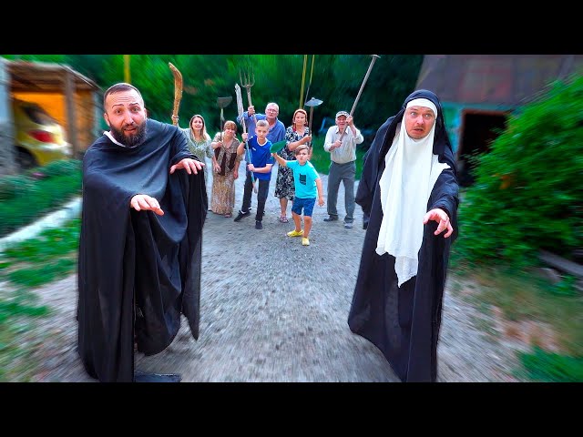 Chased by the villagers with hoes