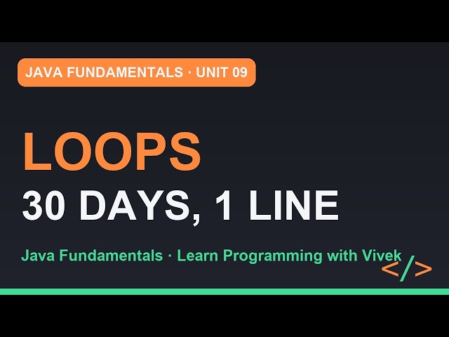 Java Fundamentals: Loops: Doing It 30 Times | Unit 09
