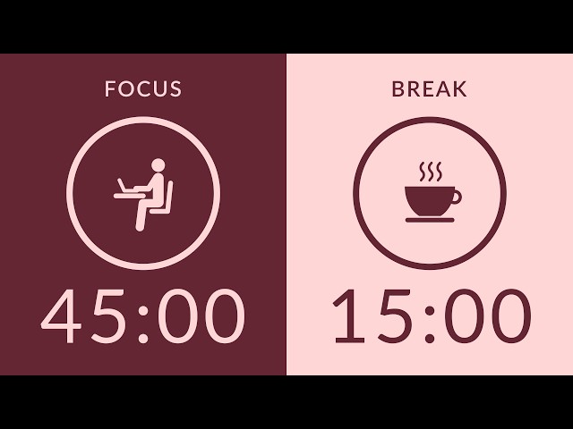45/15 Pomodoro Timer with Brown Noise 🎧 4-Hour Study with Me for Deep Focus & ADHD ✨