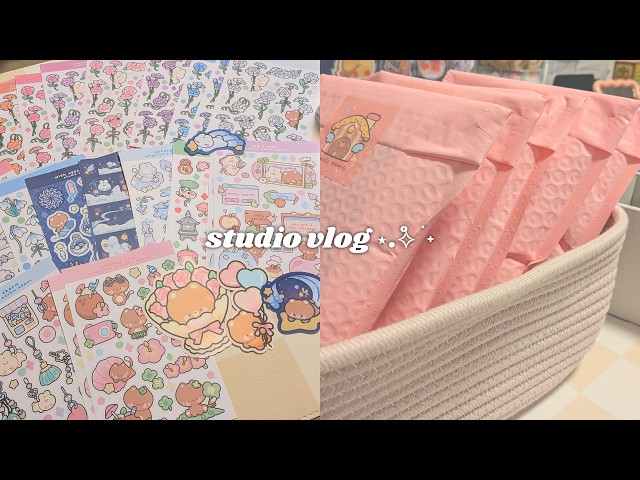 unboxing 30+ STICKERS & preparing for a SHOP UPDATE ✧˖° studio vlog 23