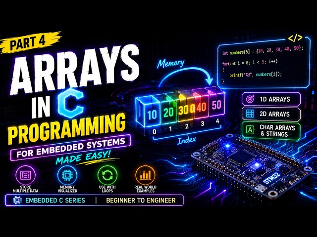 Arrays in C Programming Explained Visually | Embedded C Programming #4 | Microcontrollers