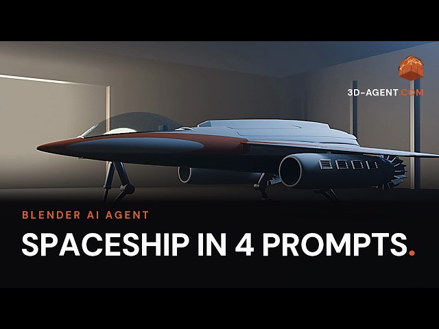 Blender spaceship: 4 prompts, hull to render, in Blender 5