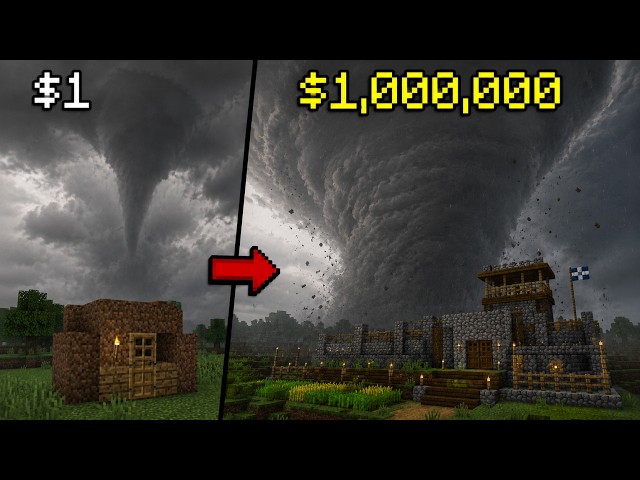 $1 vs $1,000,000 Tornado Shelter in Minecraft
