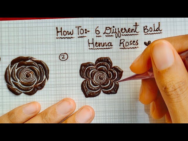 How To: 6 Different Bold Henna Roses ||  thouseens henna