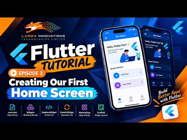Flutter Tutorial Episode 3: Building Your First Home Screen | Flutter UI for Beginners