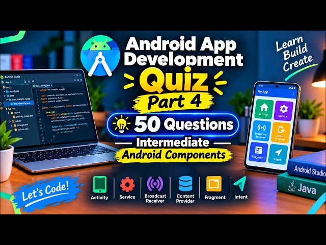 Android App Development Quiz Part 4 | 50 Questions | Intermediate Level | Android Components