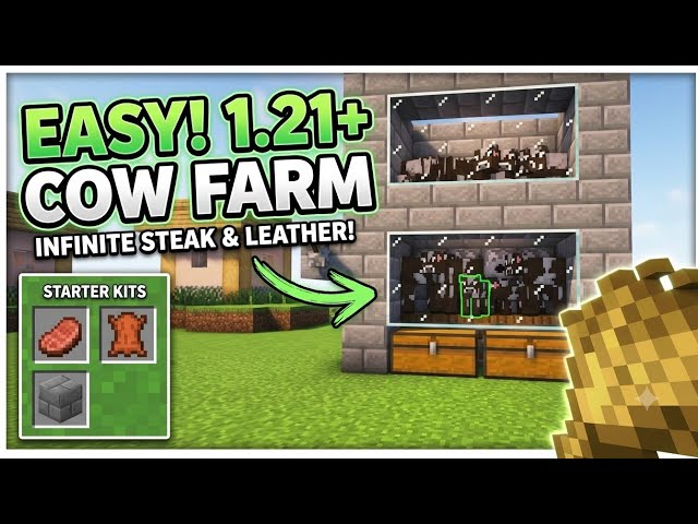 How to Build a Minecraft Cow Farm: Easy Early Game Tutorial (1.21+)