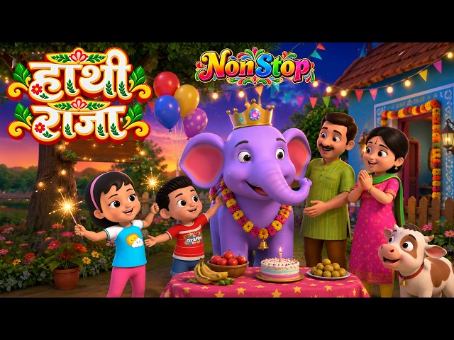 Hathi Raja | & Fun Non-Stop Nursery Rhymes | Nonstop Hindi Rhymes for Kids