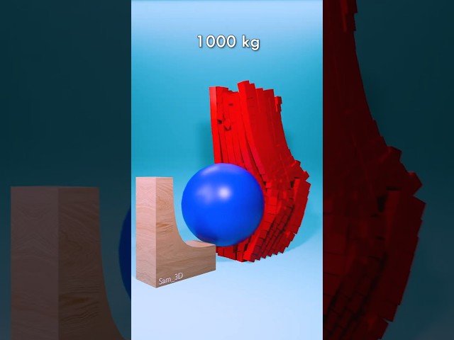 Does a 1,000 kg Ball break the Giant Red Cube Building? #3d #animation #relaxing #satisfying