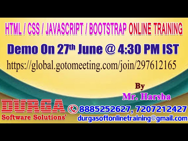 Html CSS JavaScript Online Training by Harsha sir
