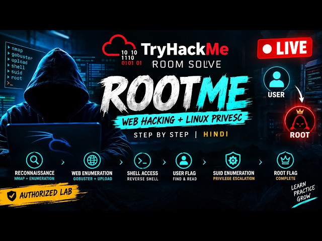 🔴 LIVE: Hacking Class TryHackMe RootMe Room Solve | Web Hacking + Linux PrivEsc | Hindi