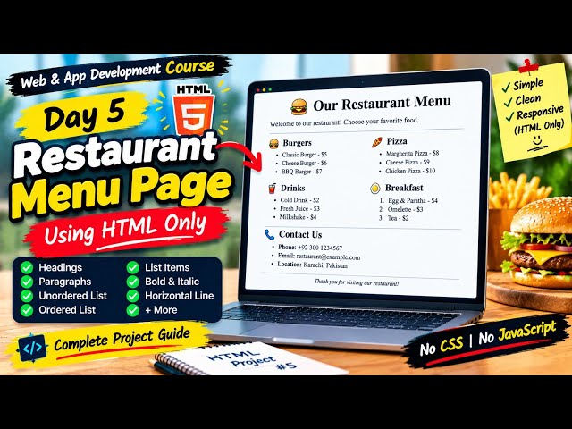 CREATE MENU CARD USING HTML [CLASS:17]