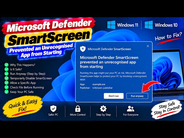 How to Fix Microsoft Defender Smartscreen Prevented an Unrecognised App from Starting in Windows