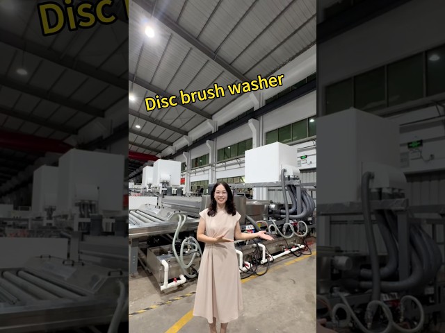 Disc brush washing machine for top standard washing #glassprocessing #glassmachine
