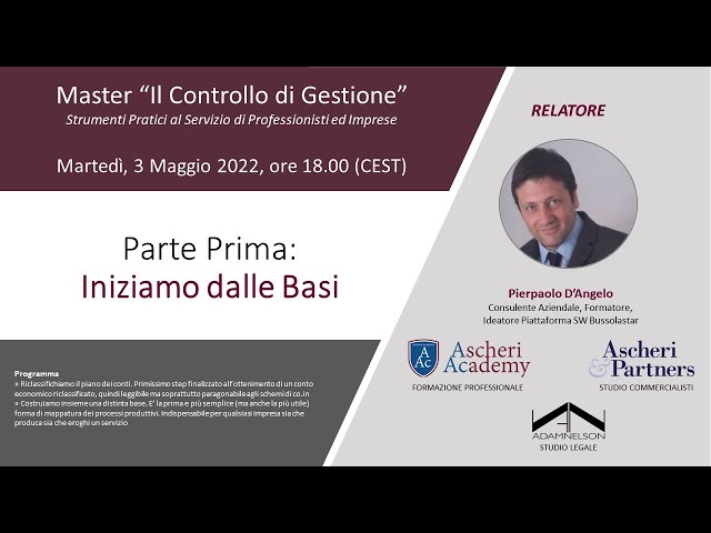 Master “Il Controllo di Gestione” - Parte Prima: "Iniziamo dalle Basi"