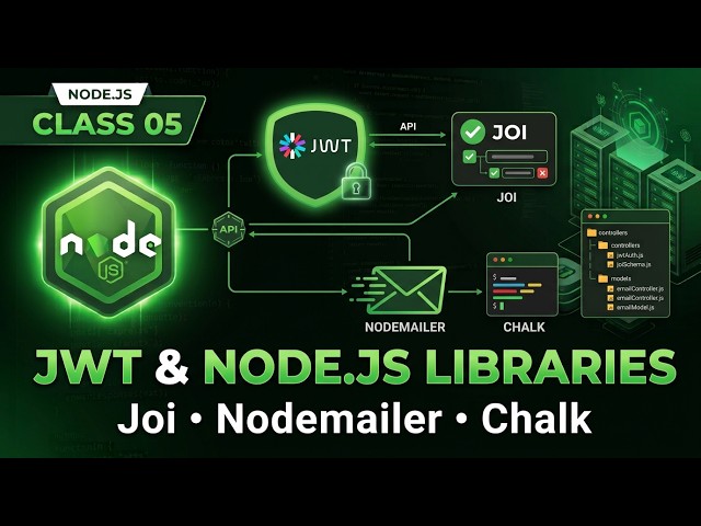 Node JS Complete Course | Class 05 | JWT, Joi Validation, Nodemailer & Chalk