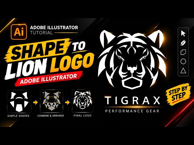 Tiger Logo Design in Adobe Illustrator | Shape to Logo Tutorial