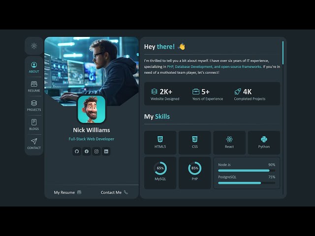 Build a Complete Responsive Personal Portfolio Website using HTML CSS JavaScript