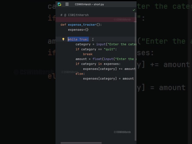 Make an Expense Tracker App using Pythton #cswithharsh #pythontutorial #python #shorts