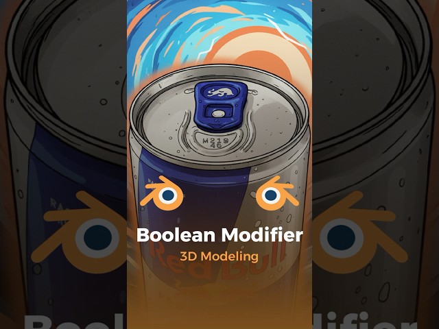 Blender 3D Tutorial – Using the Boolean Modifier to Cut the Bull Shape on the Red Bull Can Opener