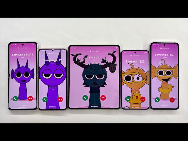 Incoming Call Sprunki Samsung Z Fold 3 + Z Flip 3 + Z Flip 5 + Galaxy S22 + Galaxy S21 + Fake Call