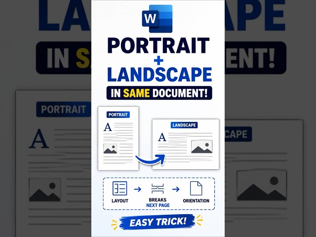 MS Word Trick: Portrait & Landscape in One Document #msword #tutorial #shorts