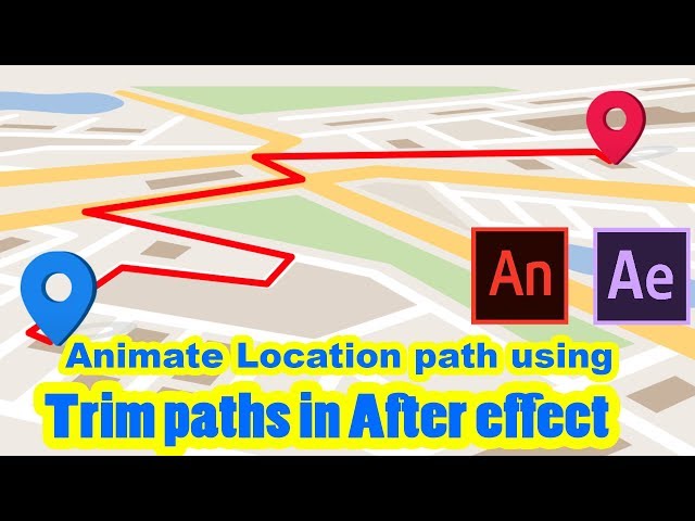 Animate GPS Location path & icon in After effects | after effect Trim paths effect