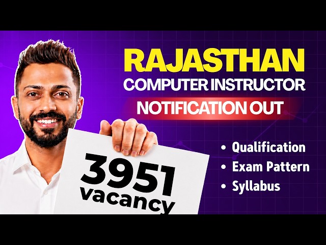 Rajasthan Computer Instructor Notification 2026 | Eligibility, Exam Pattern, Syllabus