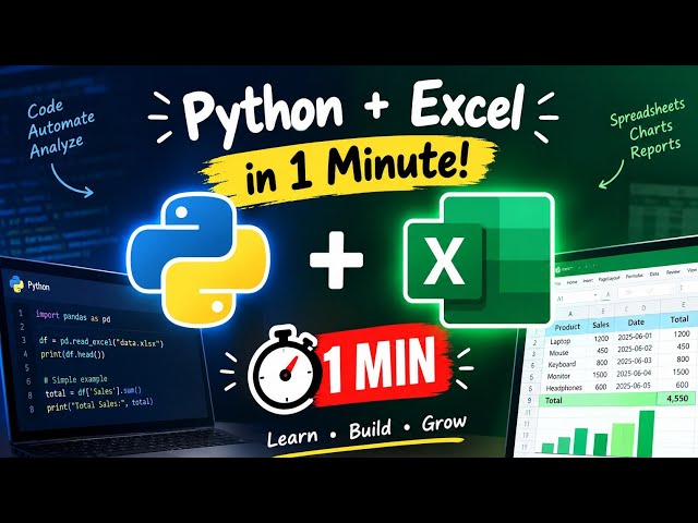 🐍 Python + 📊 Excel in Just 1 Minute! 🤯🔥