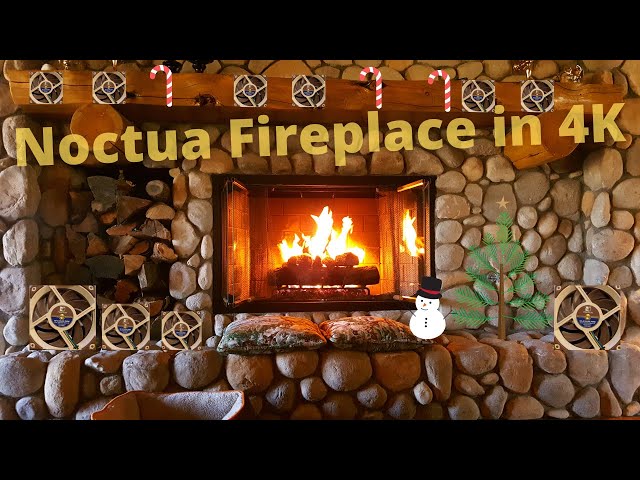 Noctua Fan Christmas Fireplace in 4k - Crackling fire and classic Holiday Music