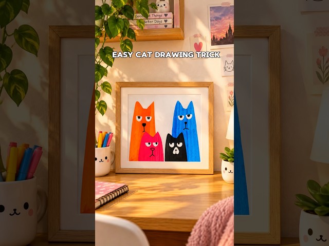 Easy tutorial Cat drawing 🐈🐈‍⬛