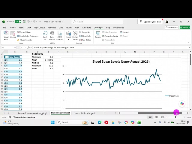 Create a blood glucose report using Excel VBA