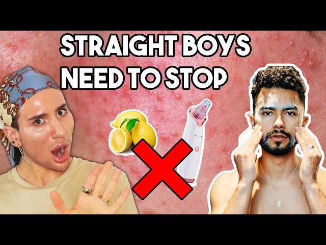 Reacting to a Straight Guy's "5 Ways to Remove Acne Scars" (please don't try this at home😩)