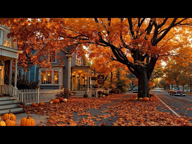 When Falling Leaves Cover a New England Street 🍂Relaxing Autumn Jazz for Slow Days & a Peaceful Mind