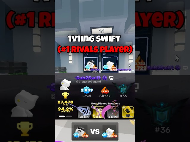 1V1ING SWIFT (#1 RIVALS PLAYER) #roblox #robloxpvp #gaming #games #robloxedit