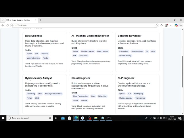 AI Career Guidance Assistant | NLP Chatbot & Career Recommendation System | Python Flask