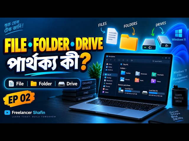 File, Folder & Drive কী? Windows 11 File Management সহজভাবে | Computer Basics Bangla EP 02