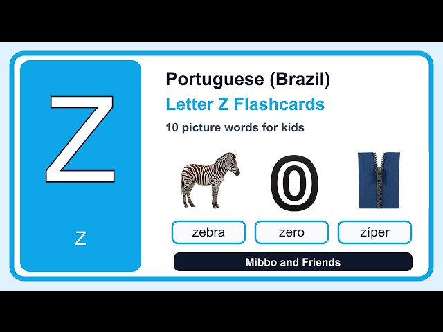 Portuguese (Brazil) Letter Z Flashcards | Learn 10 Words