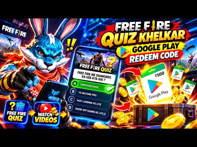 FREE REDEEM CODE (FF QUIZ APP) | 100 GOOGLE PLAY REDEEM CODE | HOW TO GET PLAY STORE REDEEM CODES🔥