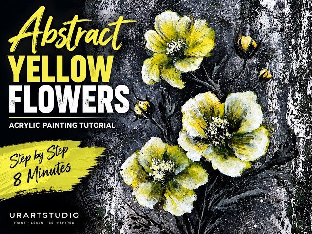 Abstract Yellow Flowers 🌼 Expressive Acrylic Painting Tutorial #acrylicpainting #flowerpainting