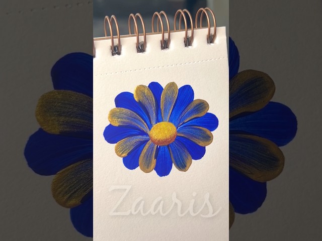 Vibrant BLUE GOLD 💙💛flower acrylic🖌️🎨#shorts #viral #art #blue #gold #vibrant #flowers #acrylic