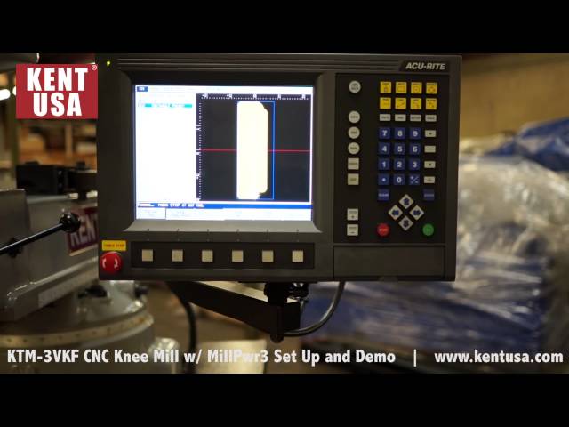 Kent USA KTM-3VKF CNC Knee Mill with MillPwr3 Set Up and Demo