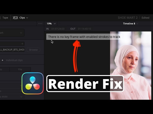 FIX: "There is no keyframe with enabled strokes to track" in DaVinci Resolve