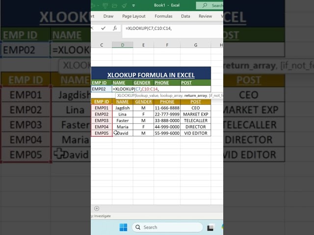 Learn XLOOKUP Formula In Excel |Advanced Lookup Made Easy! #excel #xlookup #exceltutorial #data