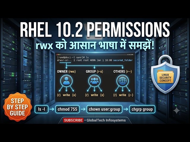 RHEL 10 2 Permissions क्या है    chmod, chown, rwx Complete Guide in Hindi   Linux Permissions