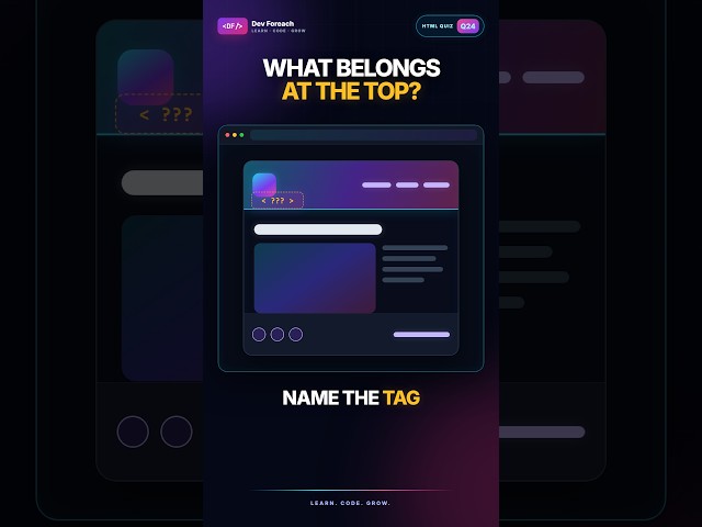 HTML Quiz #24: Which Tag Holds a Page's Top Content? 🤔 #html #programming #webdev #codingquiz