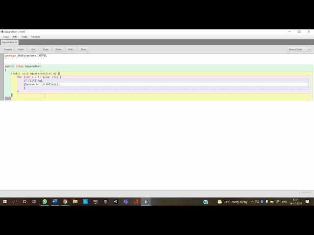 JAVA PROGRAM TO FIND THE SQUARE ROOT OF A NUMBER
